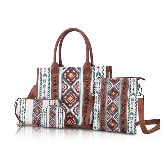 4Pcs Set New Large Capacity Retro Bohemian Style Canvas Tote Bag for Women